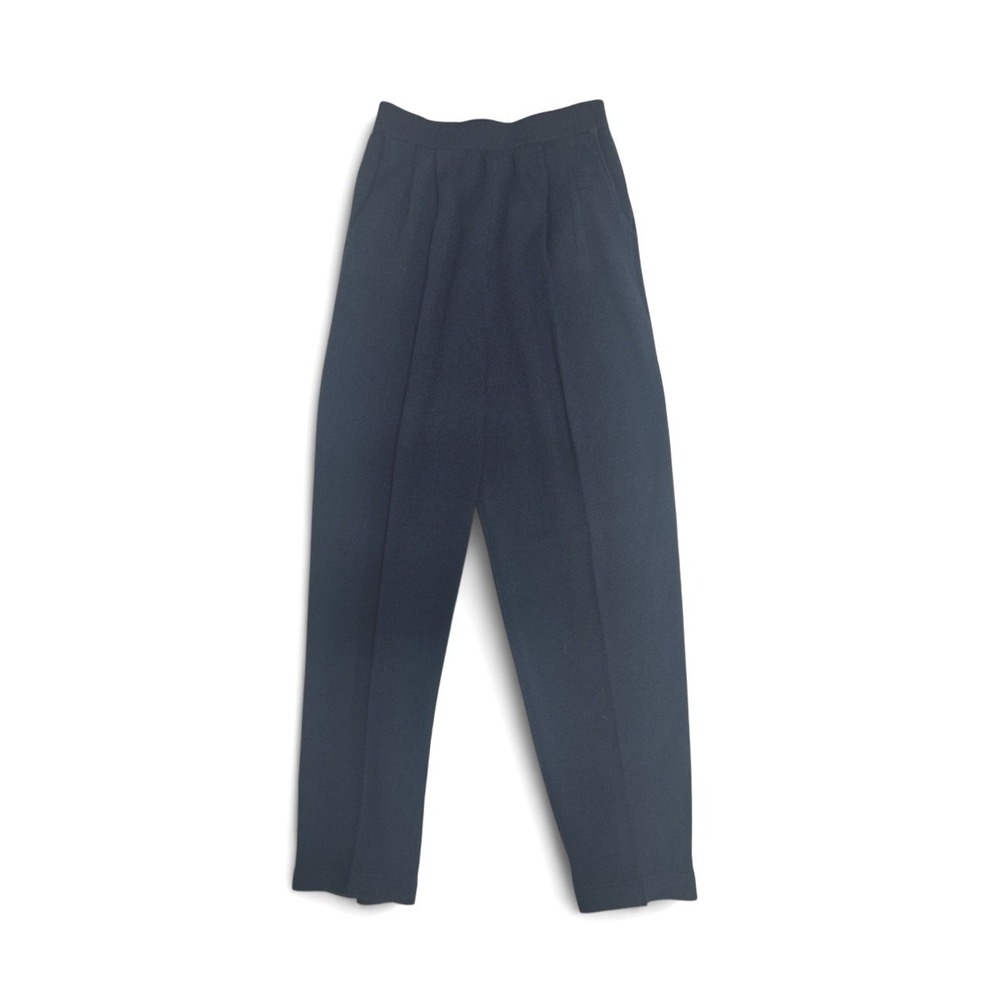 St John Collection Marie Gray Navy Blue Santana Knit Straight Leg Pants Size 6
